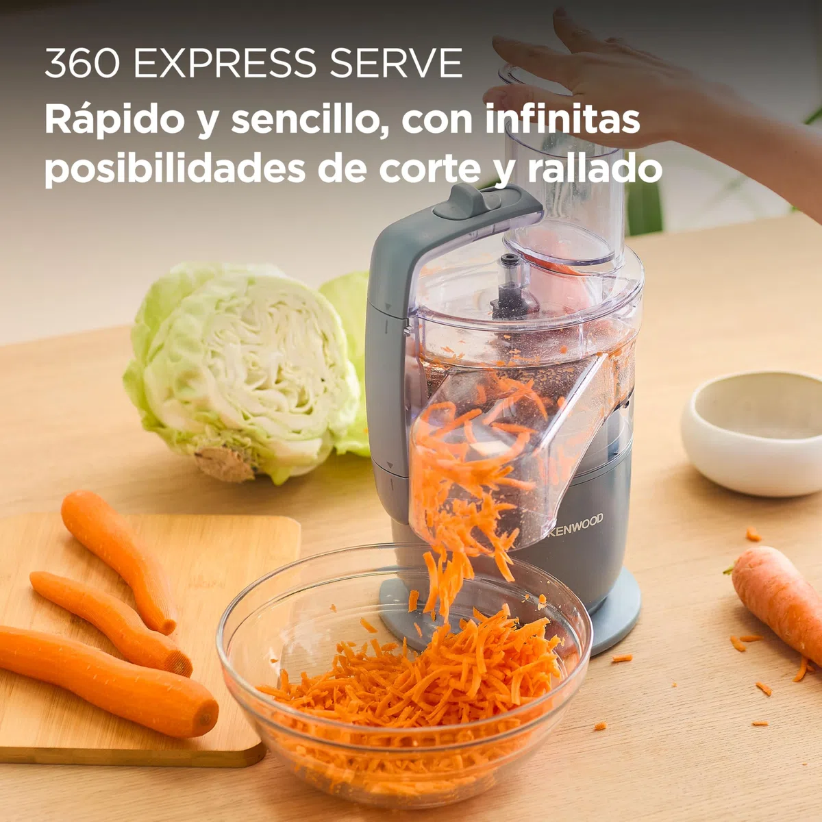 Kenwood, MultiPro Go FDP22.130GY, Procesador de Alimentos, para Picar, Cortar en Rodajas, Rallar, Hacer Puré y Amasar la Masa, con Servicio Exprés, Recipiente, Cuchilla y Disco de 4 mm, 650 W