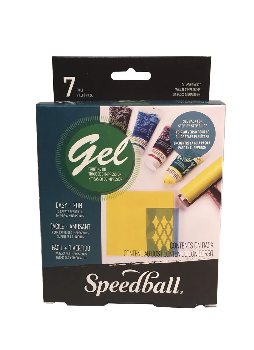 Speedball Kit de iniciación de monoimpresión, Placas de impresión de Gel, Tinta de impresión de Bloque Soluble en Agua, cursor de Goma Suave, retardador de Tinta de impresión en Bloque, Regalo de