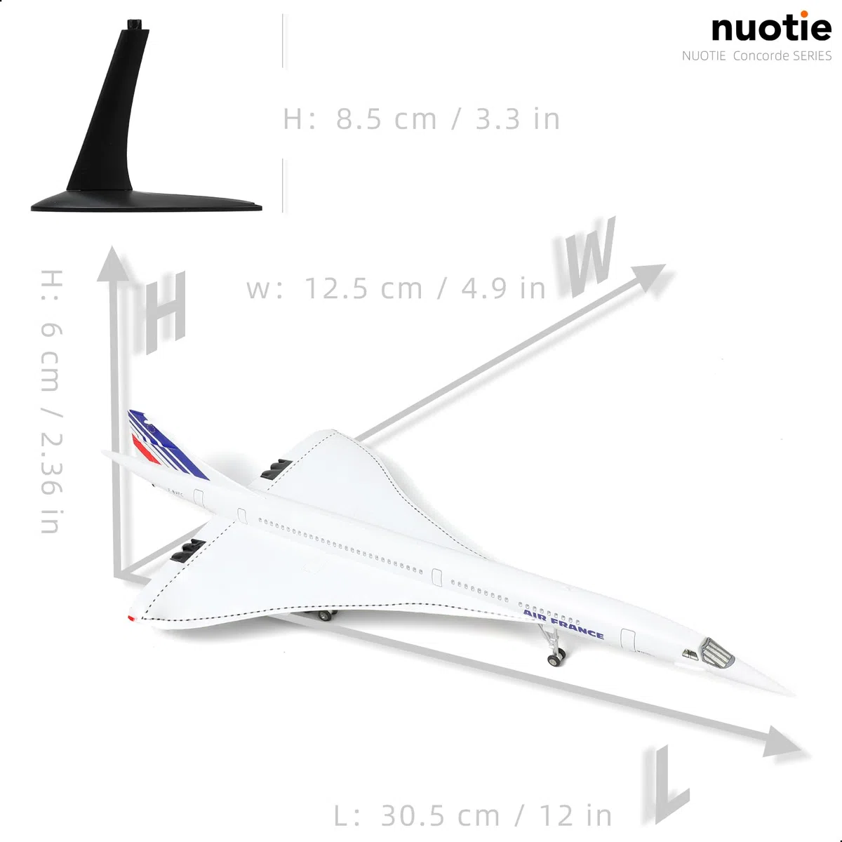 NUOTIE 1/200 Concorde Modelo de Avión de Metal Fundido a Presión, Kit de Simulación de Exhibición, Dos Versiones Disponibles para Colección o Regalo (Air France)