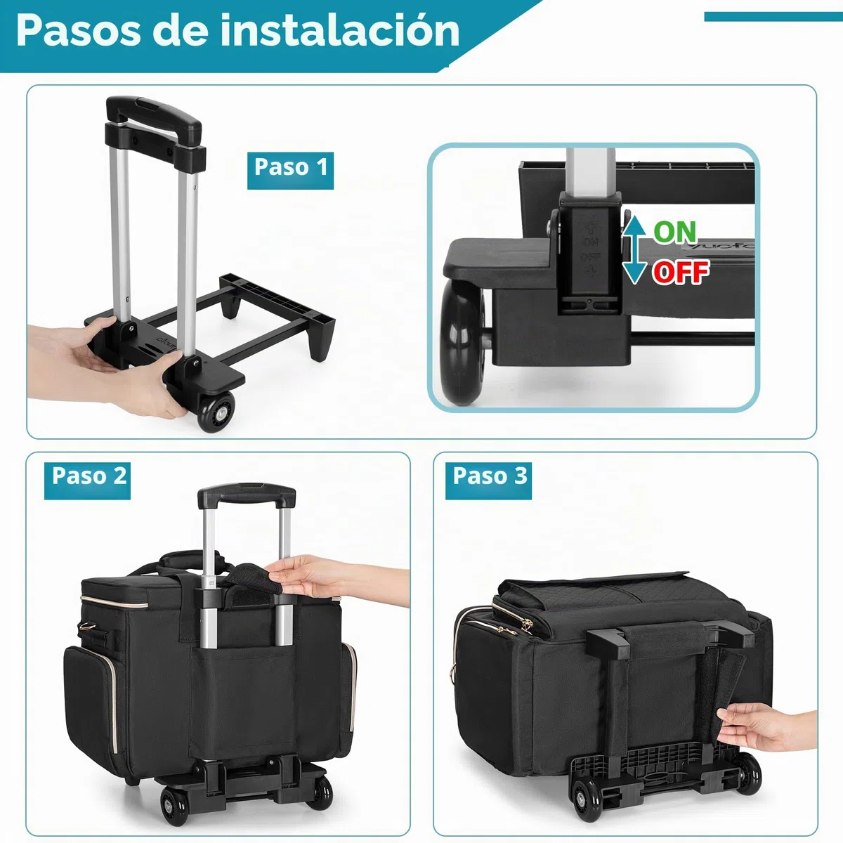 Luxja Bolsa para Máquinas de Coser con Múltiples Bolsillos, Estuche de Máquina de Coser con Ruedas y Correa de Hombro Desmontable (Compatible con Mayoría de Máquinas de Coser Estándar), Negro