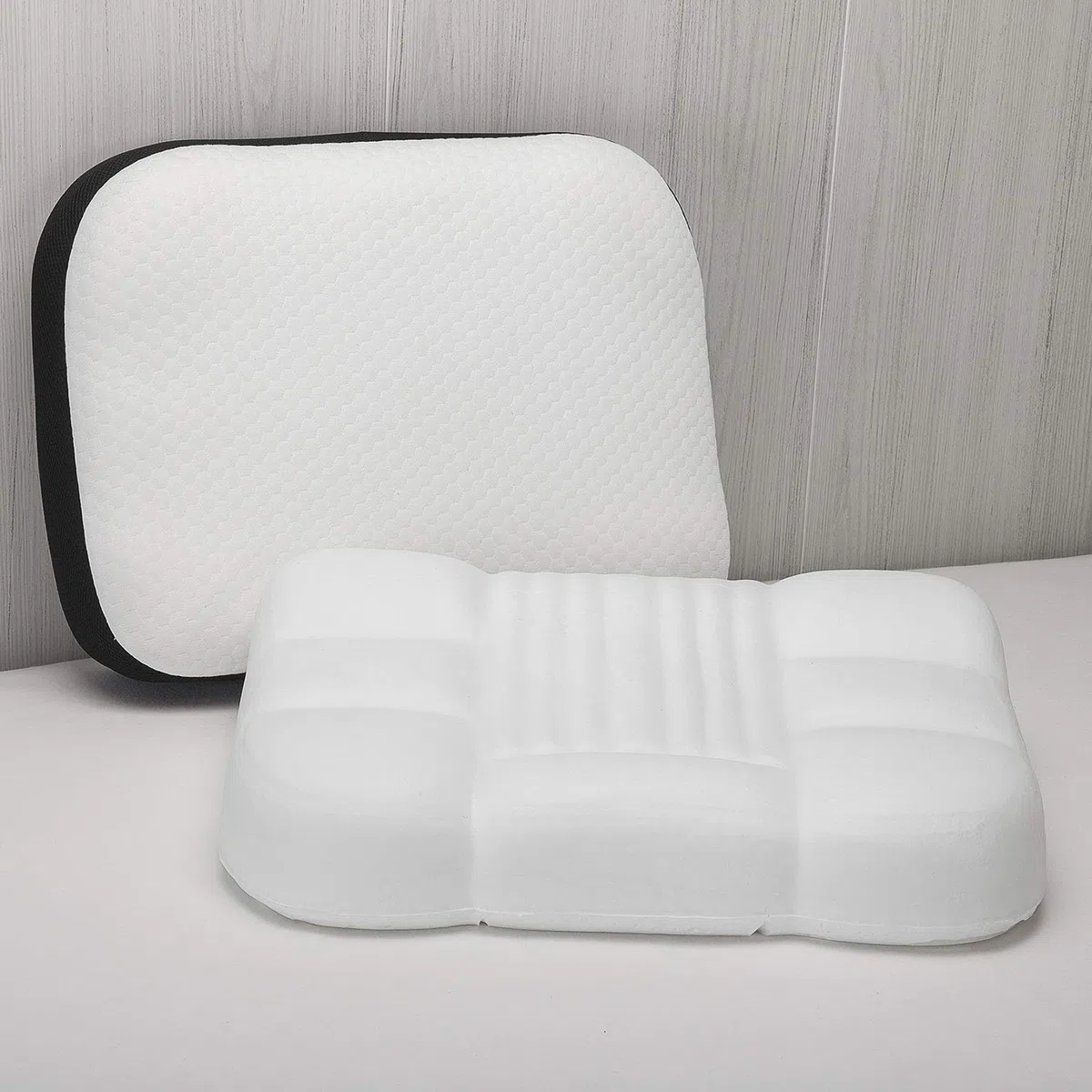 PIKOLIN Home Almohada Viscoelástica Antirronquidos, Transpirable, Doble Funda, Posiciona Cuello y Cabeza para Respirar Bien, Firmeza Alta, para Dormir de Lado