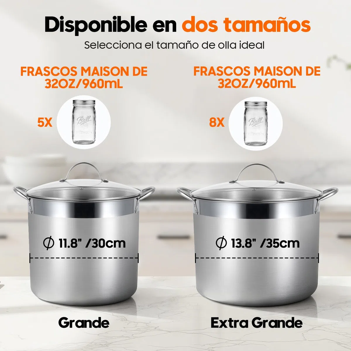 Olla de Conservas de Acero Inoxidable con Rejilla y Tapa, Gran Olla de Baño María, Kit Completo de Conservación para el Hogar (Negro, 19L)
