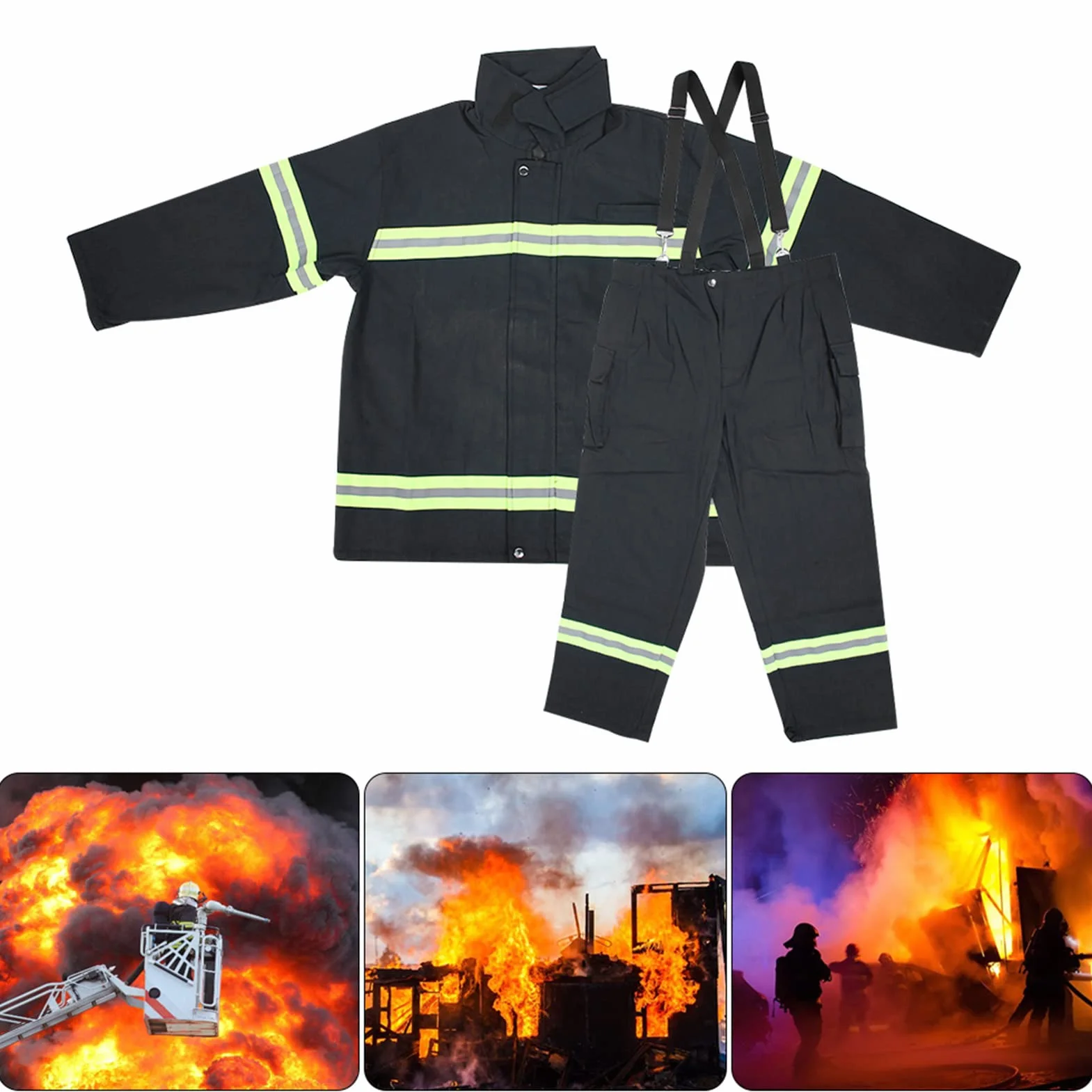 SYH&AQYE Traje Ignífugo, Ropa Ignífuga, Pantalones de Abrigo Reflectantes de Protección para Bomberos, Ignífugo, Antiácido, Antiestático, Ignífugo, Resistente al Calor(XXL)