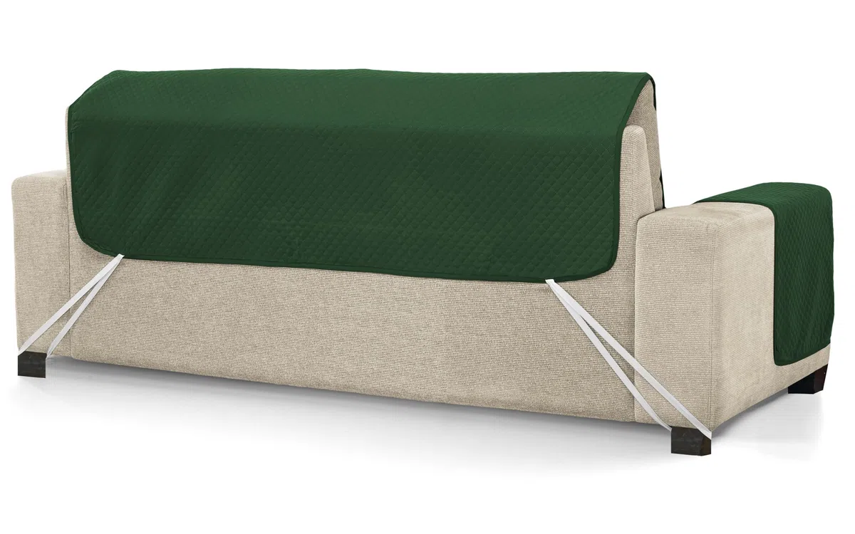 Martina Home Cubre Sofa Acolchado, Verde/Botella, 3 Plazas (Diamond)