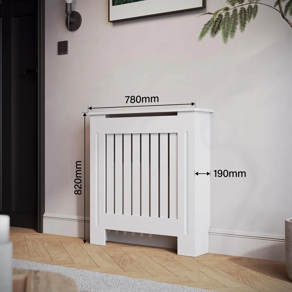 SIRHONA - Cubierta radiador, mamparo vertical, MDF lacado blanco, 78 x 19 x 81,5 cm, se puede colocar decoraciones, adecuadas para el salón, el dormitorio, el pasillo