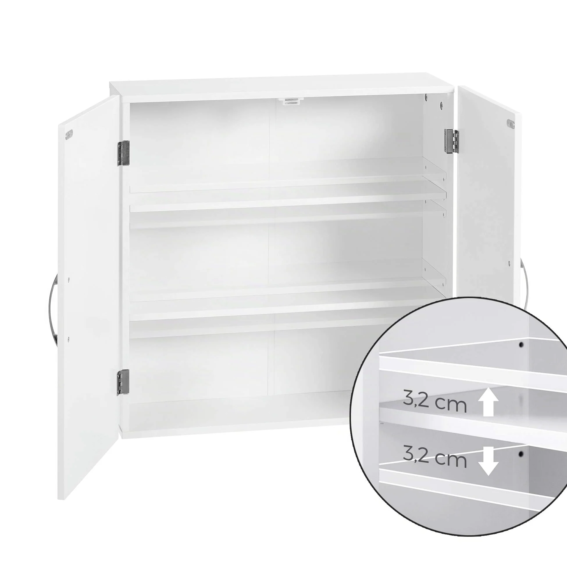 VASAGLE Armario de Pared para Cuarto de baño, Armario de Pared para Cuarto de baño, 18 x 60 x 60 cm, Armario de Farmacia con estantes Ajustables, Blanco Nube BBC320W01