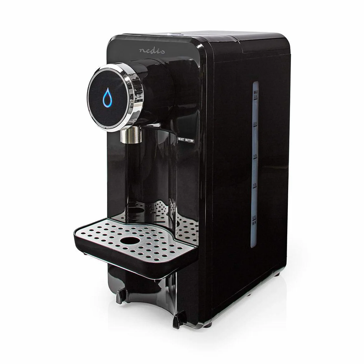 Nedis KAWD100FBK Dispensador de Agua Caliente – 2,5 L – 2600 W – Ebullición Instantánea – Funcionamiento con un Solo Botón – Negro