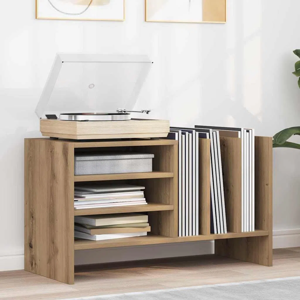 Genérico Mueble para Discos de Vinilo Roble Artesanal 78.5 x 35 x 45 cm,Mobiliario,Armarios y Almacenamiento,Almacenamiento para CD y DVD,891079