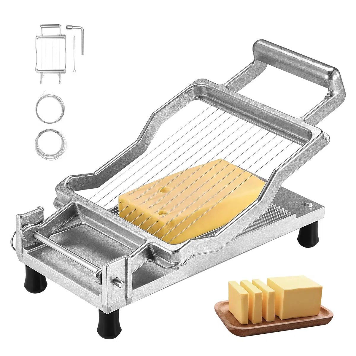 VEVOR Cortador Desmontable de Queso con Alambre para Cortar Mantequilla y Queso, Cortador de Aleación de Aluminio con Alambre de Acero Inoxidable 316, para Cocina y Restaurante, 317 x 169 x 90 mm