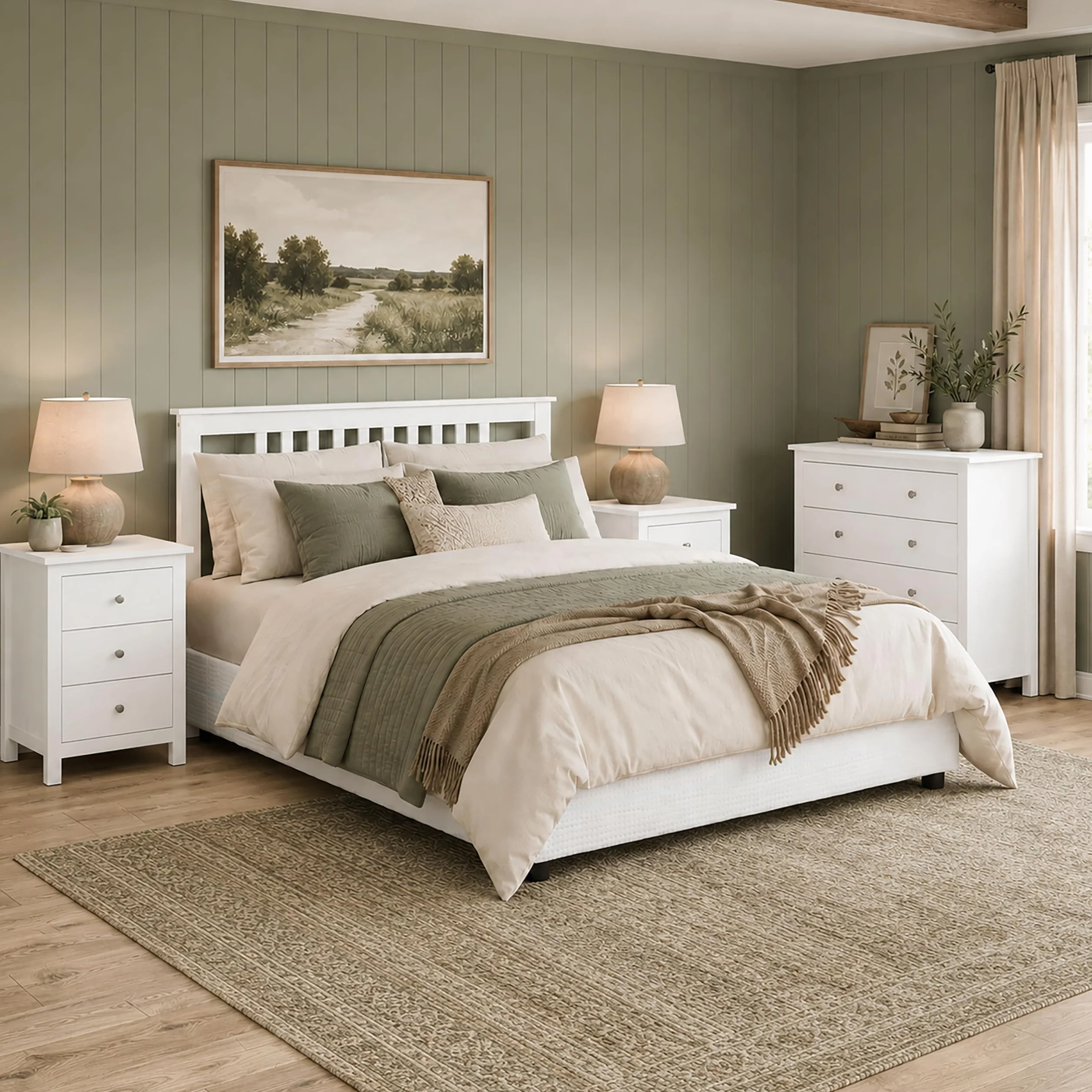 Cómoda Tabac de Madera Maciza de Pino Natural Blanco Lavado – 4 Cajones – Cajonera Dormitorio y Salón – Mueble Auxiliar de Almacenaje – 78,5x75x35 cm – Serie Alme – Robusta y Duradera