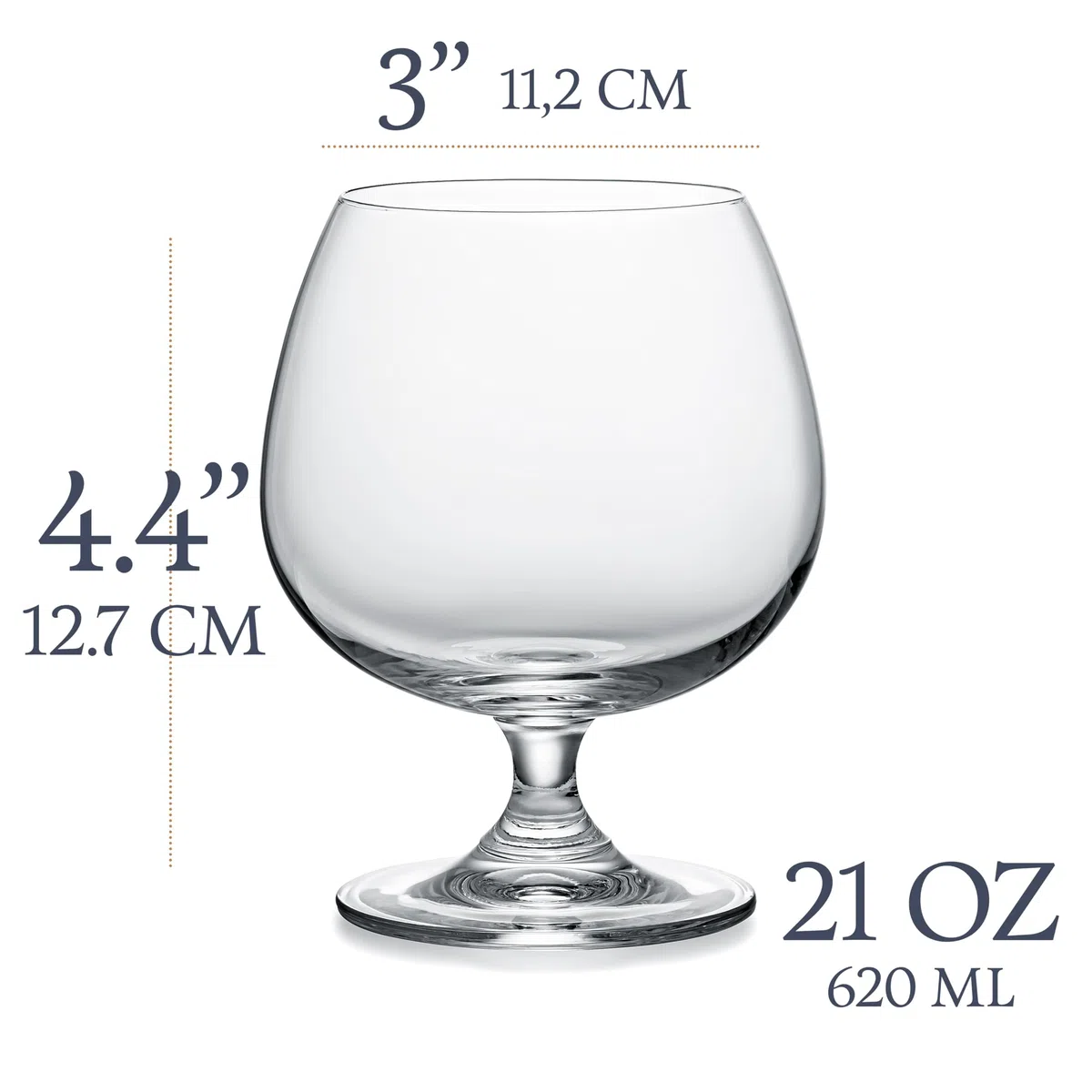 Copas de Cristal Grandes para Brandy y Coñac | Juego de 2 | 620 ml | Vasos Gigantes de Tallo Corto | Cristalería con Forma de Globo para Beber y Degustar Brandy Large Crystal
