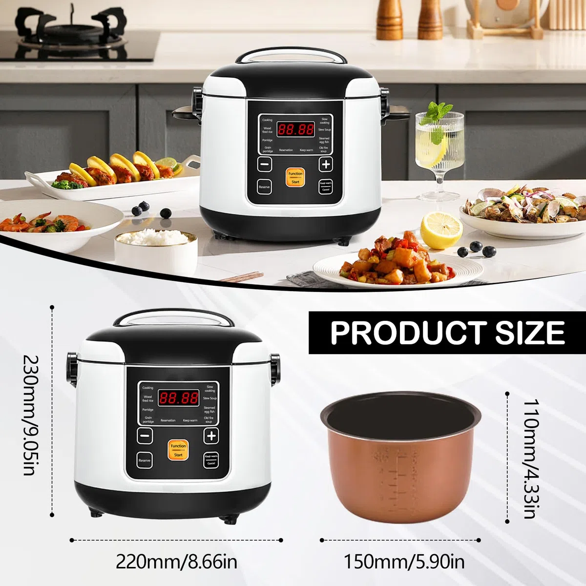 Olla Arrocera Para Coche, 12V/24V 200W Olla Arrocera PortáTil PequeñA Para Cocinar Arroz Sopa Y Gachas Reserva De 24 Horas Mantener Caliente Capacidad De 2L