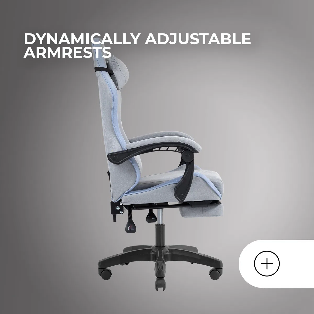 Mars Gaming MGC-X, Silla Gaming Ergonómica, Tejido Transpirable, Respaldo Reclinable y Altura Regulable, Reposabrazos Dinámico, Cojín Cervical y Lumbar, Silla Oficina con Reposapiés Extensible, Azul