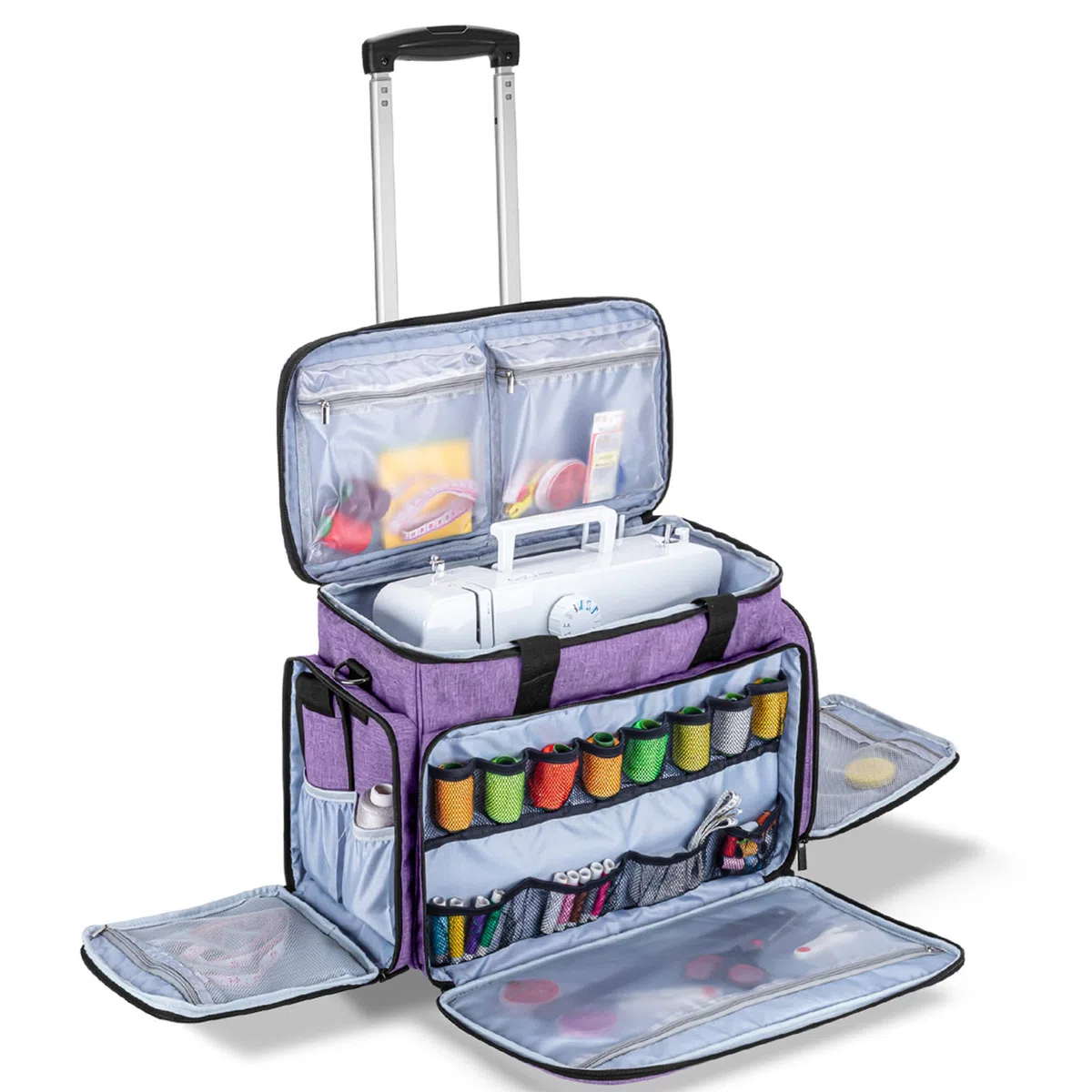 Luxja Bolsa para Máquina de Coser con Trolley desmontable, Bolsa para Máquina de Coser (Apto para la Mayoría de Las Máquinas de Coser), Morado