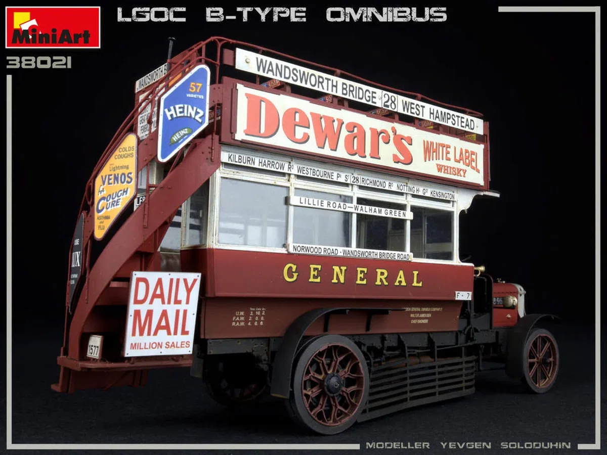 MiniArt 38021 1:35 London Omnibus LGOC Type B - Réplica original, modelismo, kit de plástico, manualidades, aficiones, pegado, kit de modelos, montaje, sin pintar
