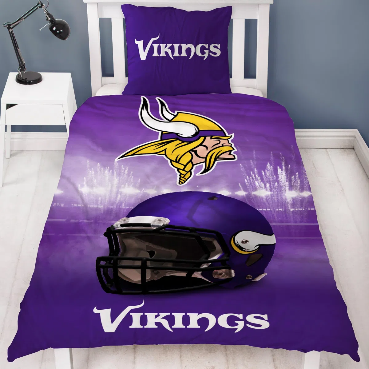 NFL Minnesota Vikings - Juego de cama (135 x 200 cm y 80 x 80 cm, 100% algodón, con cremallera, tamaño alemán)