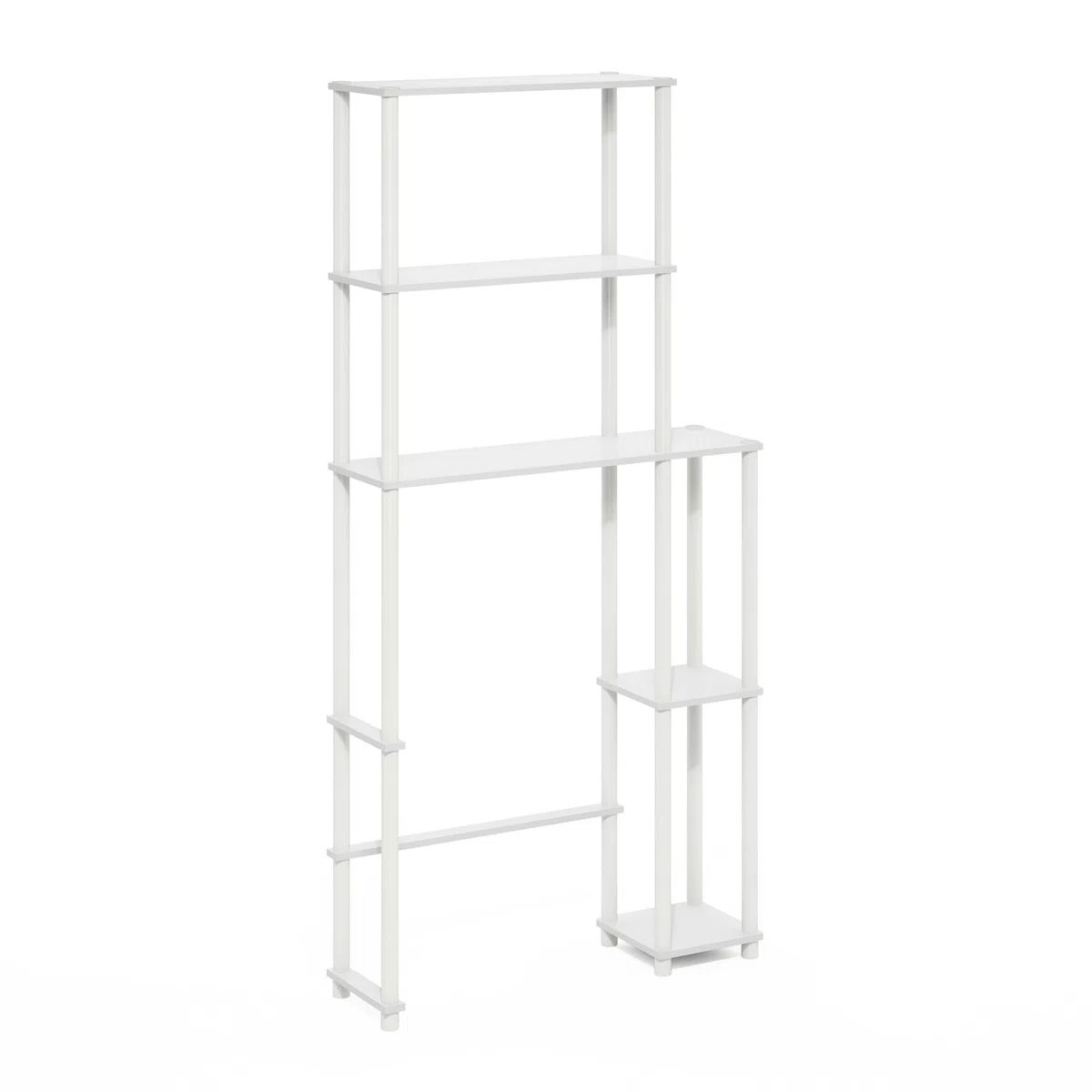 Furinno Turn-N-Tube Estantería De Baño Independiente para Ahorrar Espacio con 5 Estantes para Colocar sobre El Inodoro Color Blanco