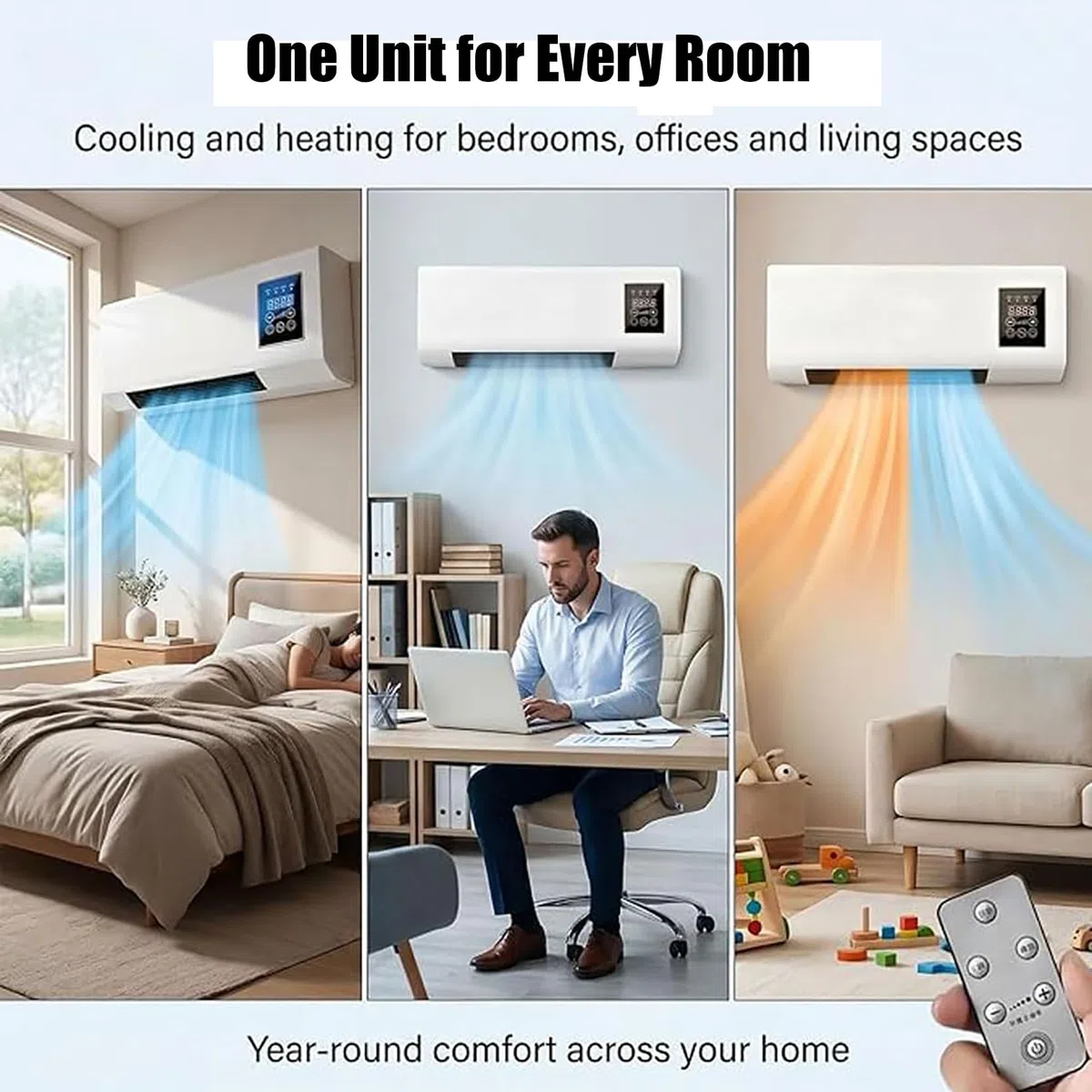 Mini Aire Acondicionado, Aire Acondicionado Portátil de Montaje en Pared de Modo Dual de Enfriamiento Rápido con Control Remoto y Temporizador, Enfriamiento Inteligente, Ventilador de Enfriamiento C