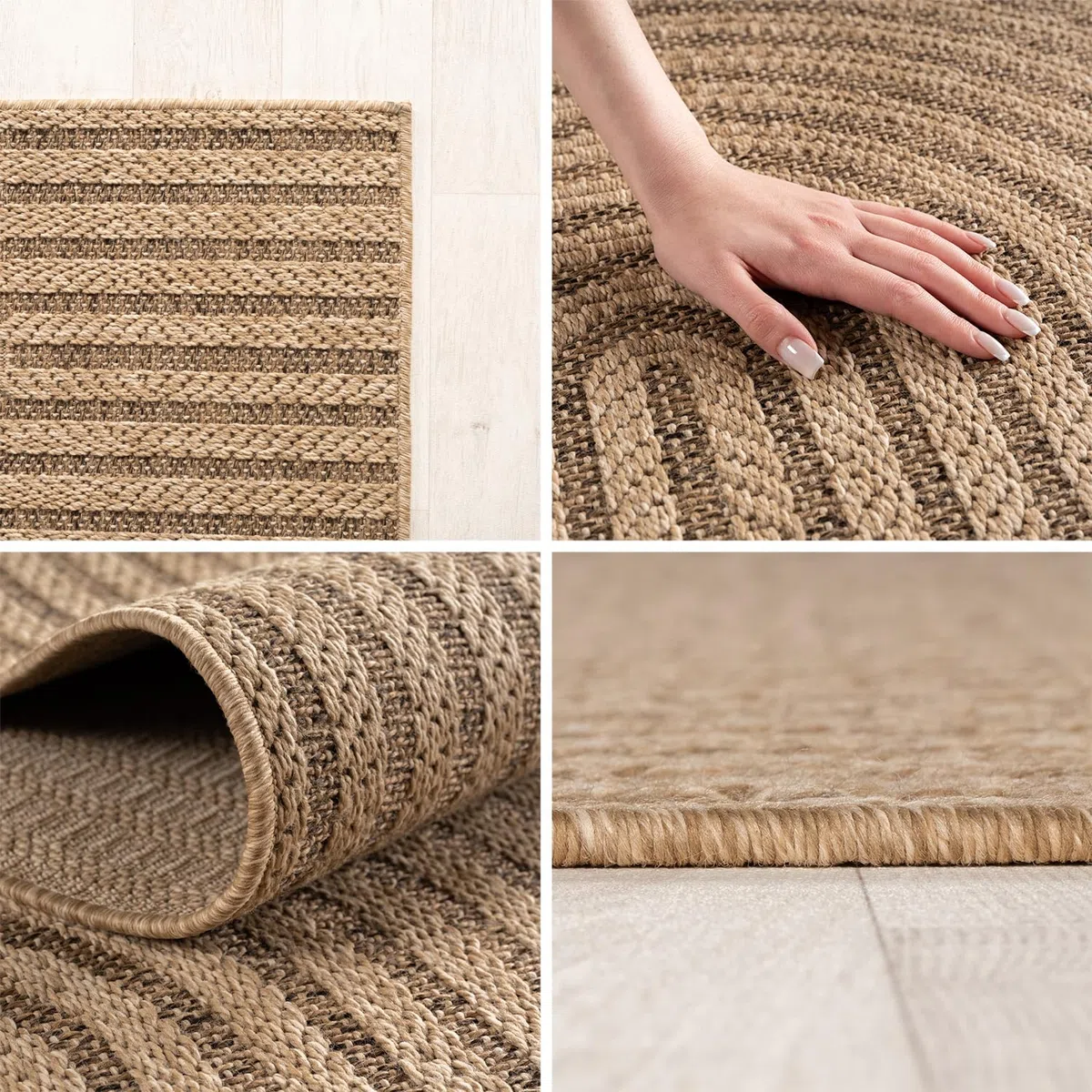 SIMPEX Alfombra para Interior y Exterior - Robusta, Resistente a la Intemperie y fácil de Limpiar, con Efecto de Yute Natural, Ideal para salón, Cocina, terraza, jardín y balcón, 160x230 cm