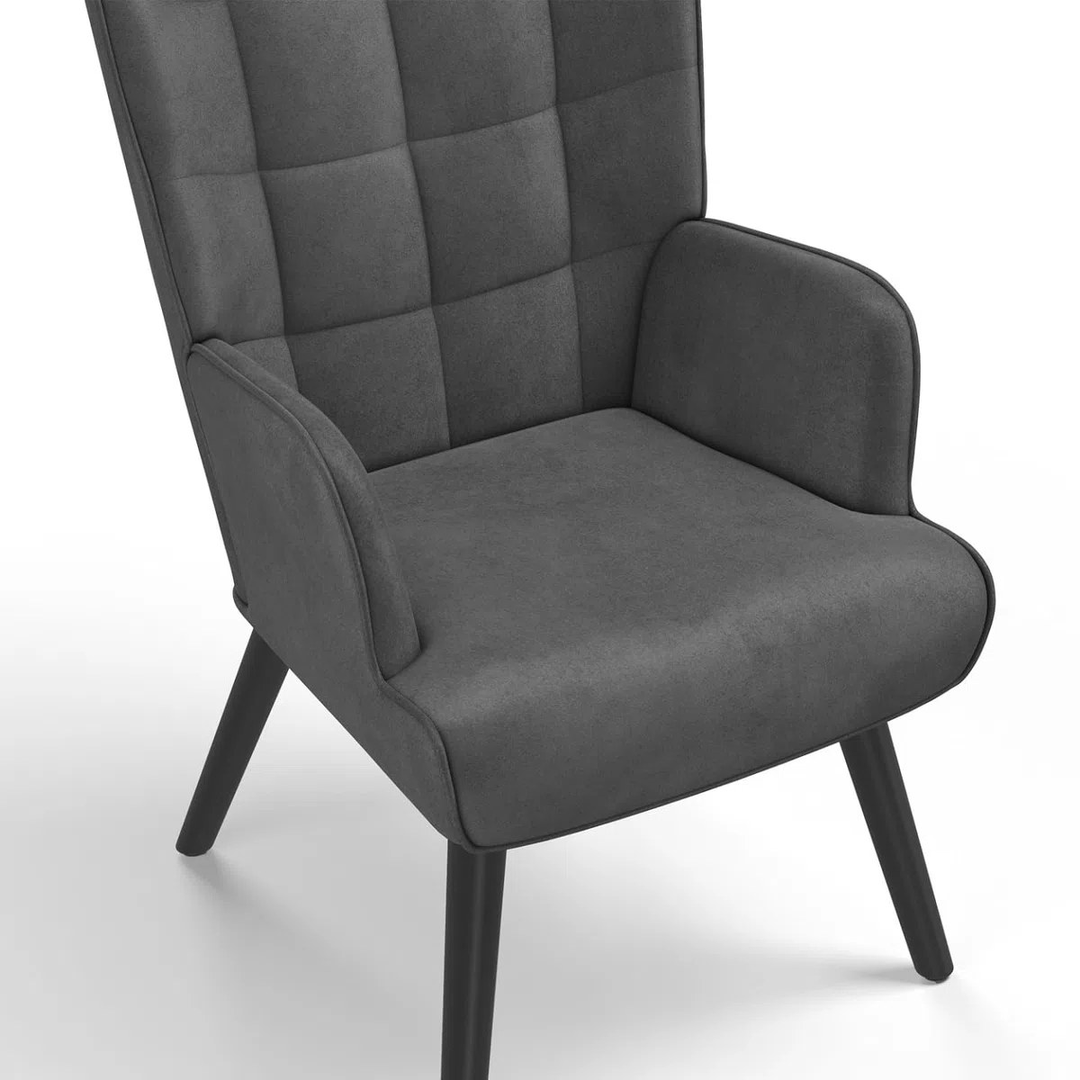 IDMarket - Sillón escandinavo ANIA en terciopelo gris
