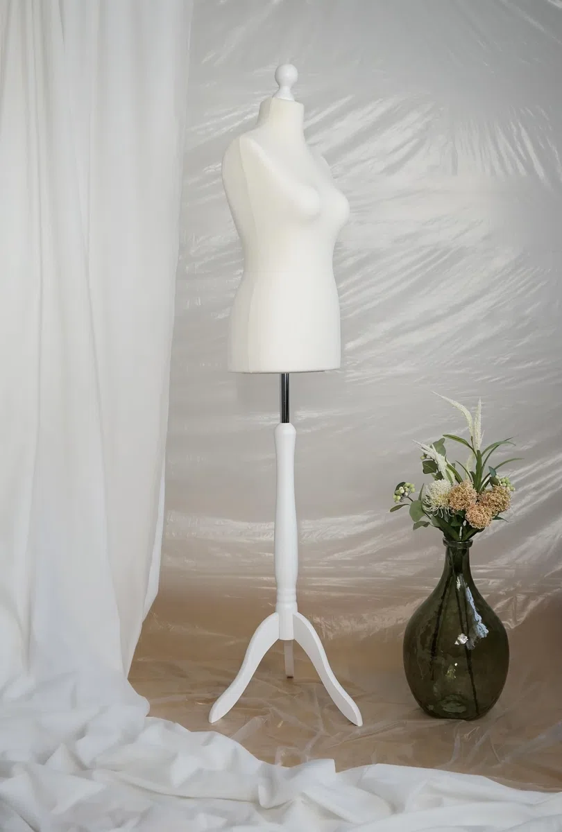Maniquí de costura para mujer, maniquí de sastre femenino, funda color crudo (White Wood, M 38/40)