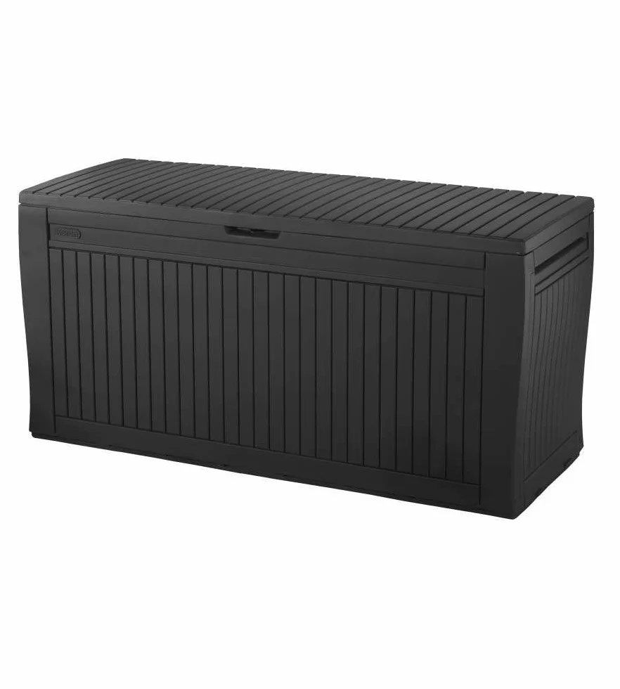 Keter Comfy - Baúl de resina de 270 L, color grafito, 116,7 x 54,6 x 8,6 cm