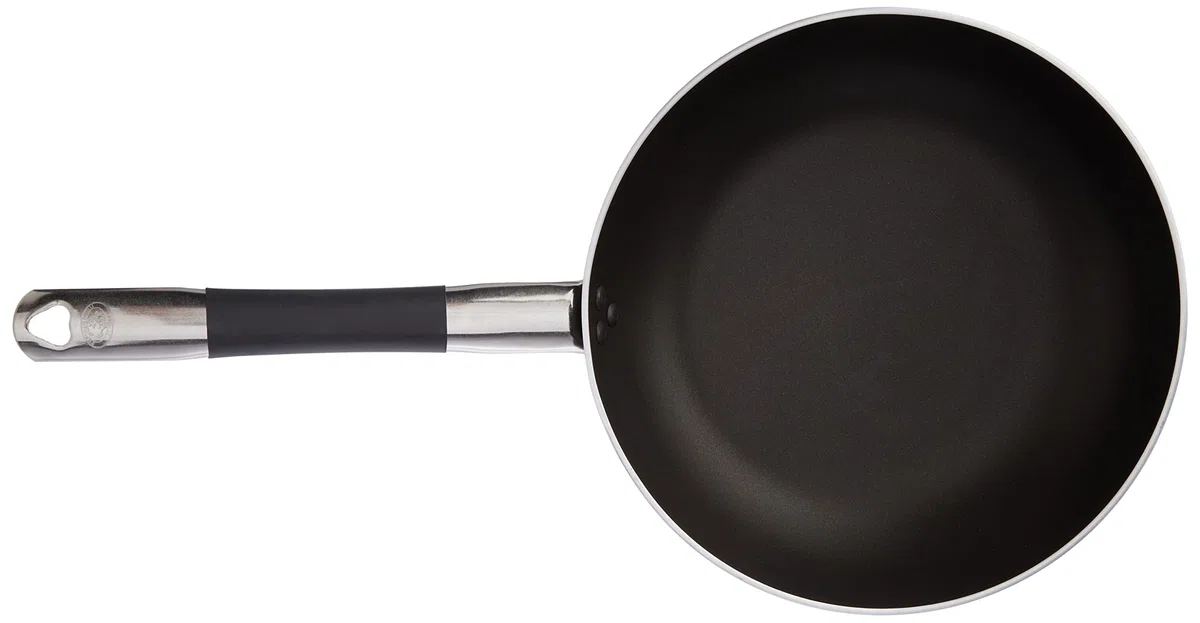 Ollas Agnelli Alblack avellanado Pan de Alta, de Aluminio, de Espesor 3 mm, 8 mm Fondo de inducción, con Mango Tubular de Acero Inoxidable Fresco, Negro, de 28 cm