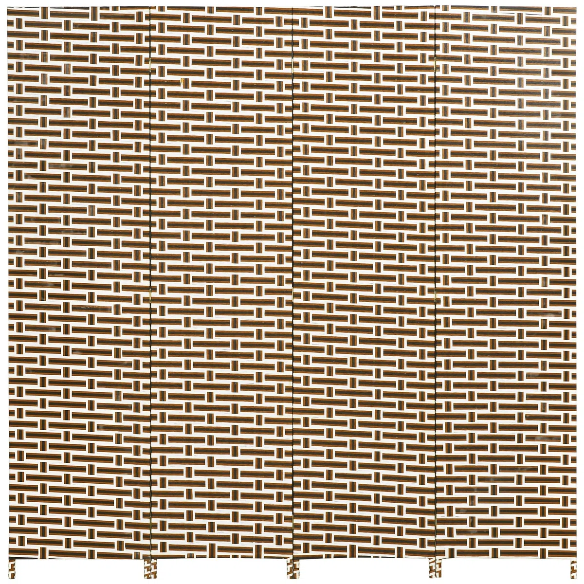 HOMCOM Divisor de Habitación de 4 Paneles Biombo Plegable 180x180 cm Separador de Ambientes Decoración Elegante para Dormitorio Salón Cocina Marrón Blanco
