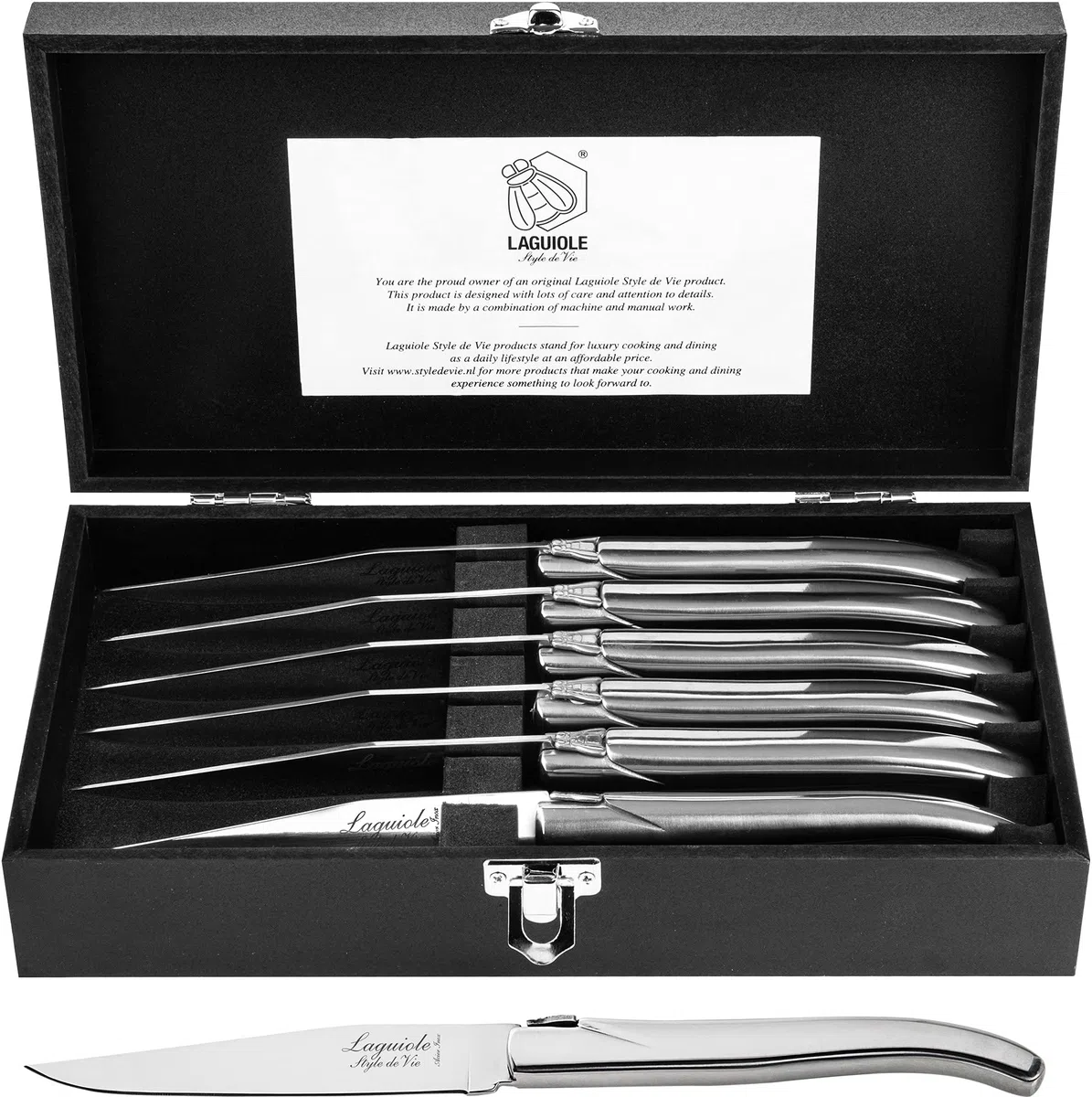 Laguiole Style De Vie Filete de línea de lujo cuchillo, 6-piezas, acero inoxidable