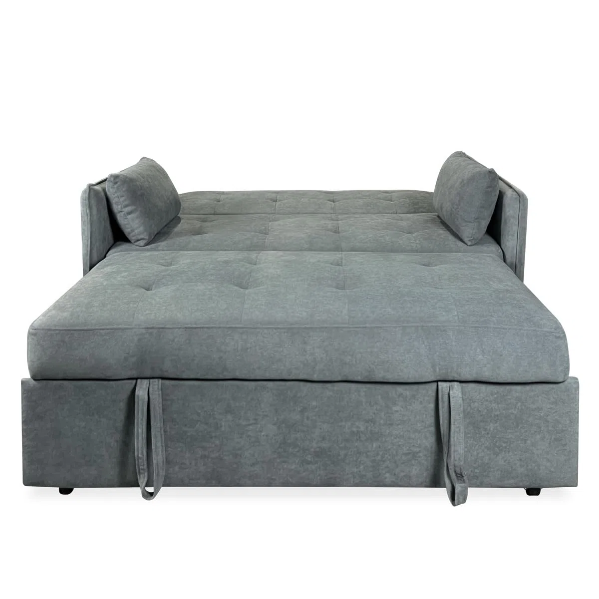 Duérmete Online - Sofá Cama de 2 Plazas Modelo Nely, Diseño Moderno, Práctico y Funcional, con Cojines Decorativos, Fácil Apertura, Gris