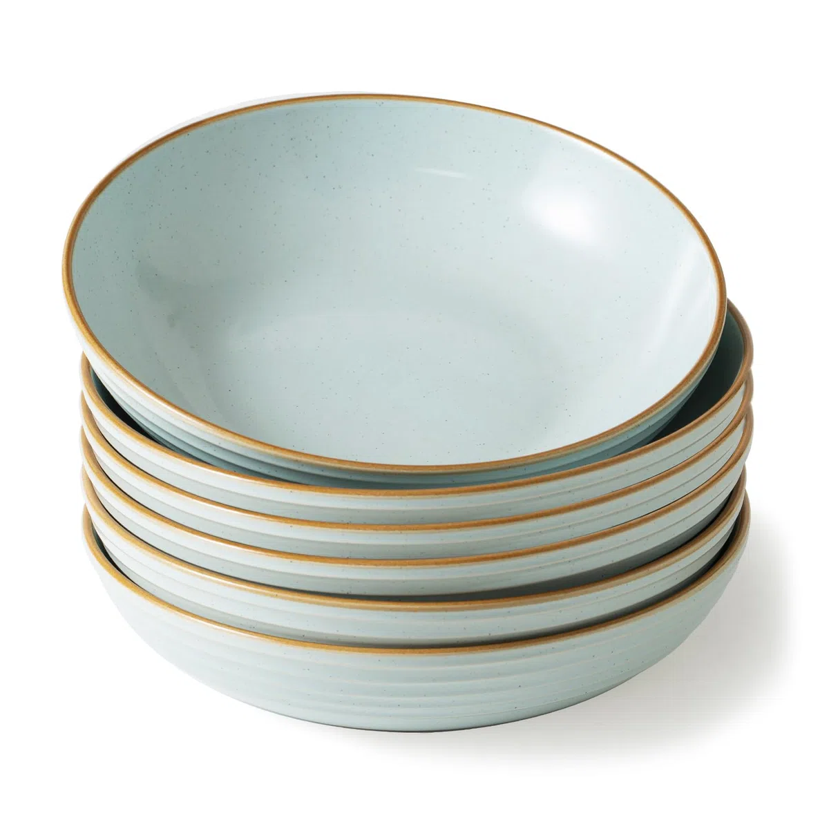 Richmount Serie Jupiter - Platos hondos para pasta para 6 personas, platos grandes de 21,6 cm de diámetro, aptos para pasta, ñoquis, sopa, ensalada y postre, Azul Claro