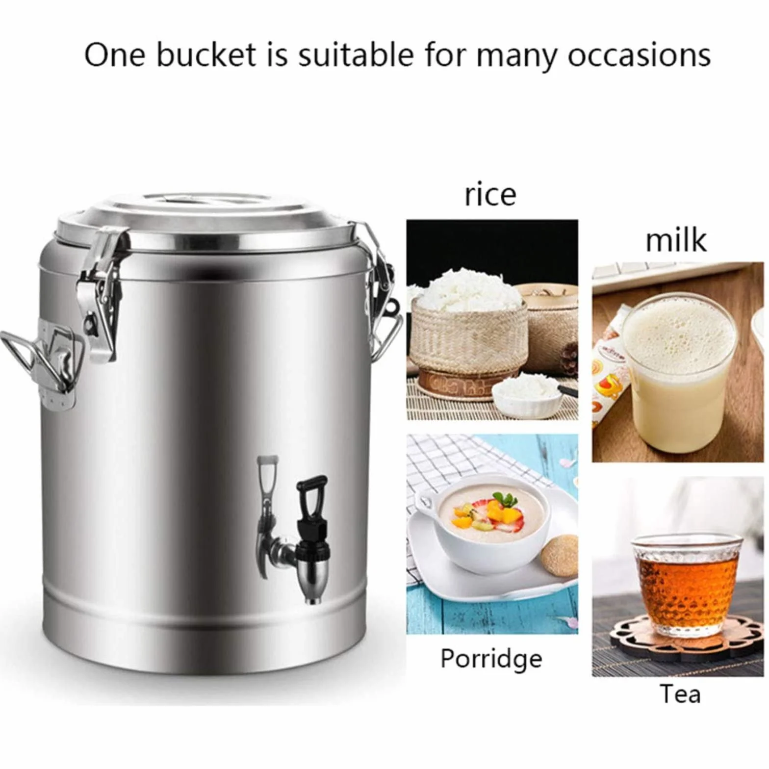 Dispensador De Bebidas con Aislamiento De Acero Inoxidable, Contenedor Termo con Espiga Aislamiento Frío Y Caliente De 20 Horas - para Té, Agua, Café, Bebidas Heladas,20L