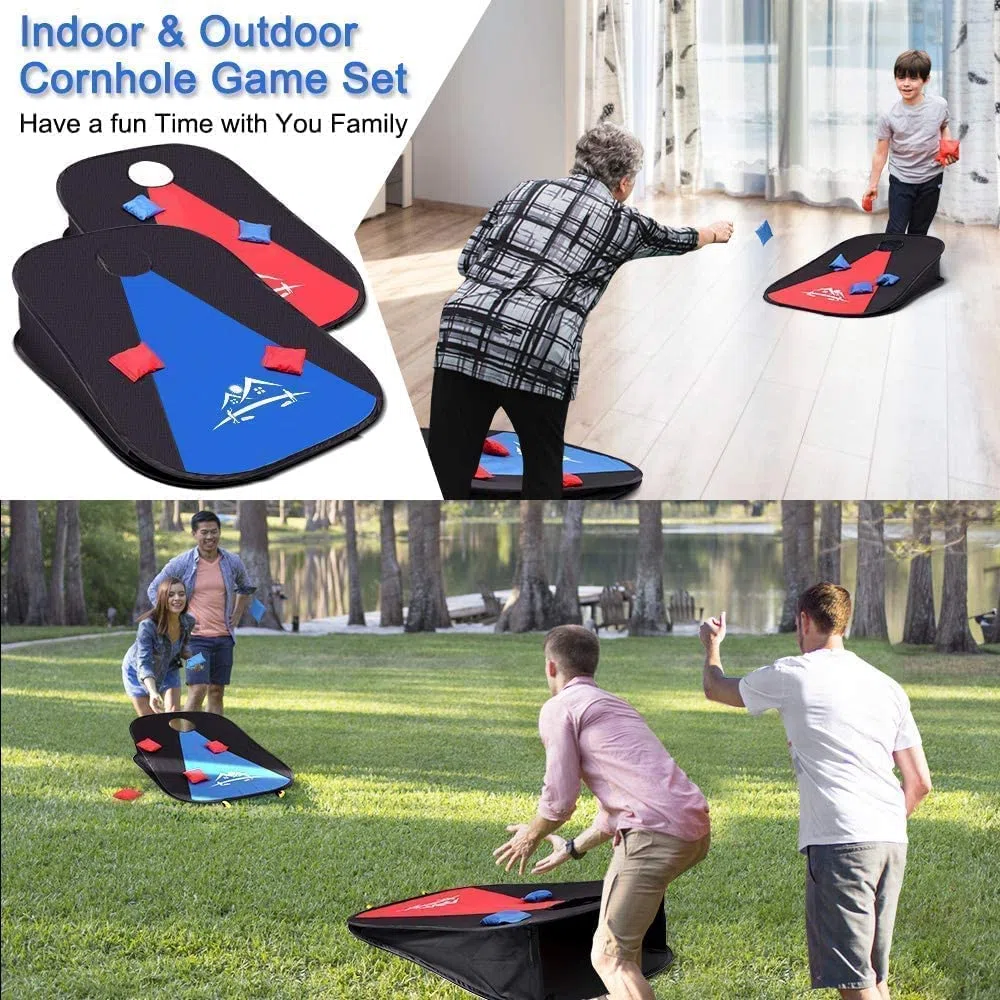NZQXJXZ Juego de Cornhole portátil Plegable con 10 Bolsas de Frijoles para Familia Adultos, Cornhole Juego de Mesa al Aire Libre de Interior con Bolsa de Transporte de Viaje para Backyard Lawn Beach