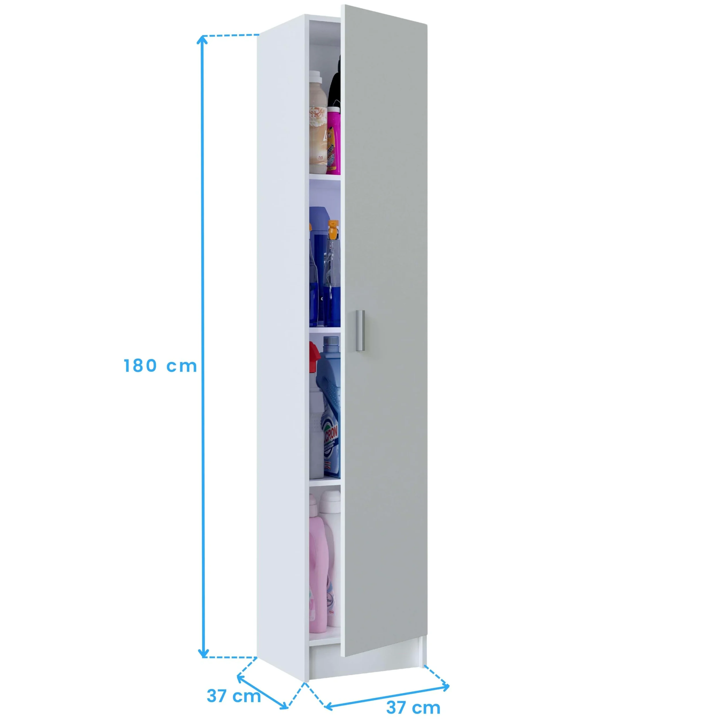 Habitdesign Armario Multiusos, 1 Puerta, Columna, Acabado en Color Blanco Mate, Medidas: 37 cm (Ancho) x 182 cm (Alto) x 37 cm (Fondo)