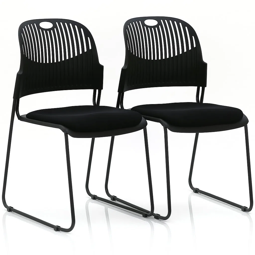 MUEBLIX.COM - Pack de 2 Sillas Confidente, Silla de Recepción, para Cocina u Oficina, Resistente y Duradera, Silla Ergonómica y Clásica, Color Negro