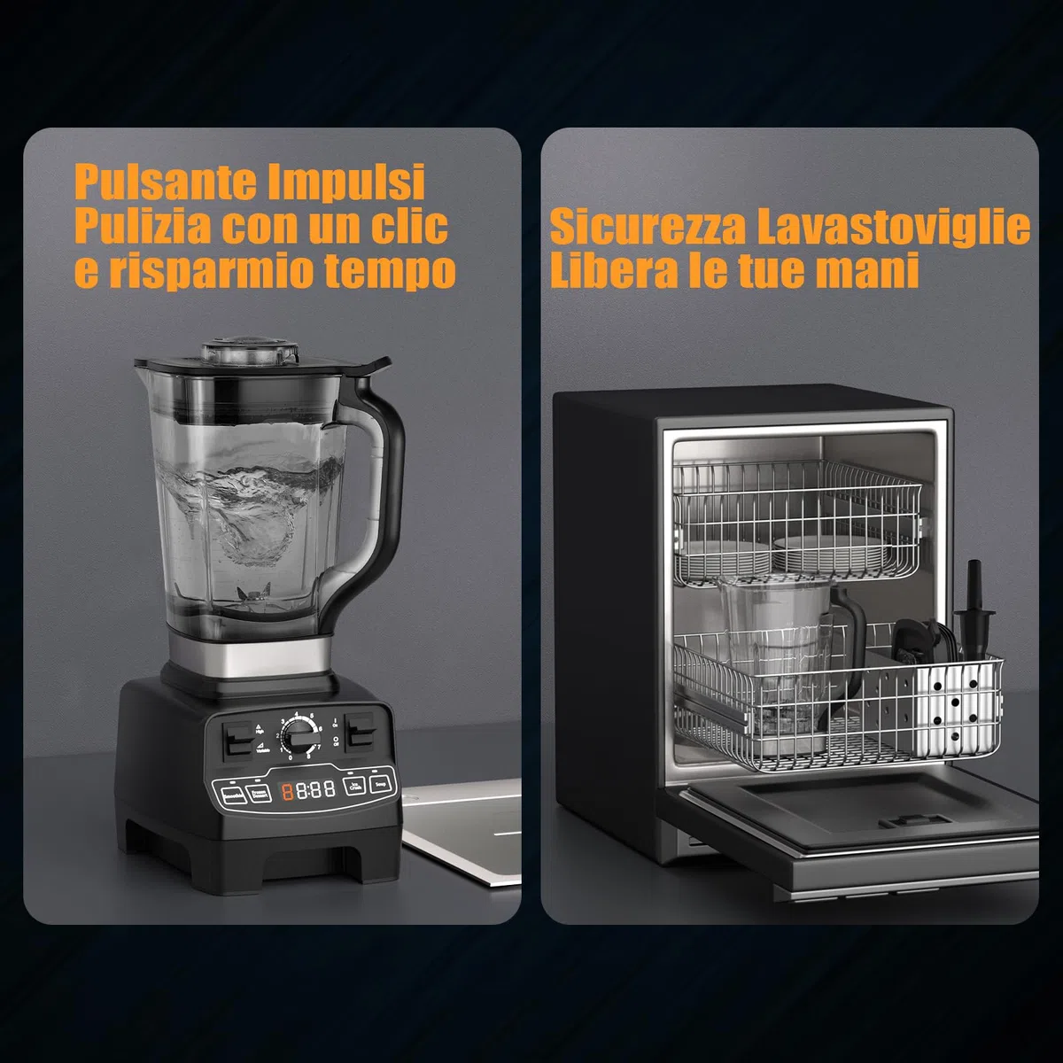 Batidora de Vaso 2000W, Profesional Licuadora de 2L sin BPA con 4 Programas, 8 Velocidades, 33000 r/min, Limpieza Automática, Blender Licuadoras para Zumos, Batidos, Verduras, Frutas