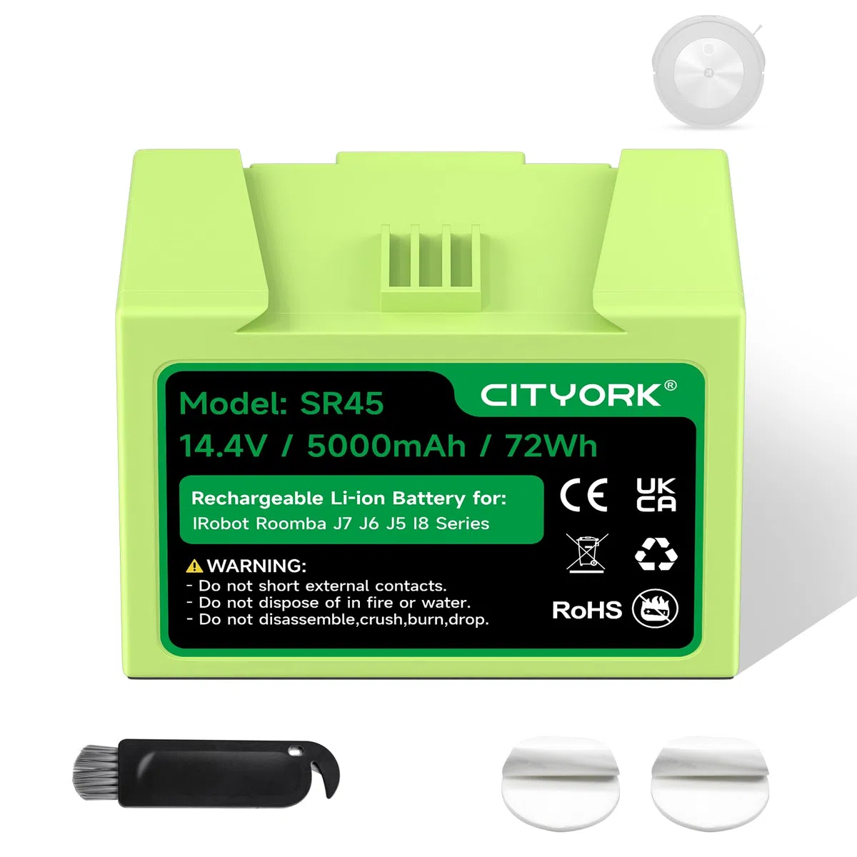 CITYORK ABL-D1/ABL-D2 Li-Ion Batería de Repuesto para iRobot Roomba J7/J7+, J6/J6+, J5+/J5, I8/I8+ Plus J7550, J755020, 7150, J7150, J715020, i8550, i855020 Bateria iRobot Roomba - 14,4V 5000 mAh