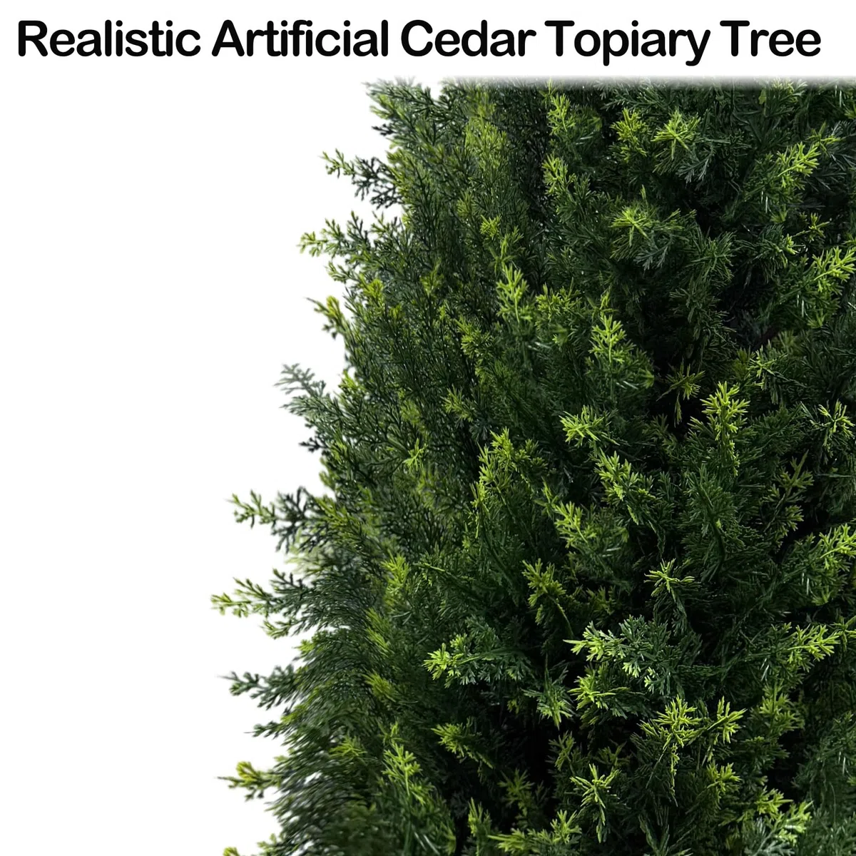 Árboles topiarios artificiales de cedro para exteriores, planta de ciprés falsos de pino de 2.3 pies, juego de 2 plantas de ciprés sintético en maceta con clasificación UV para el hogar, puerta