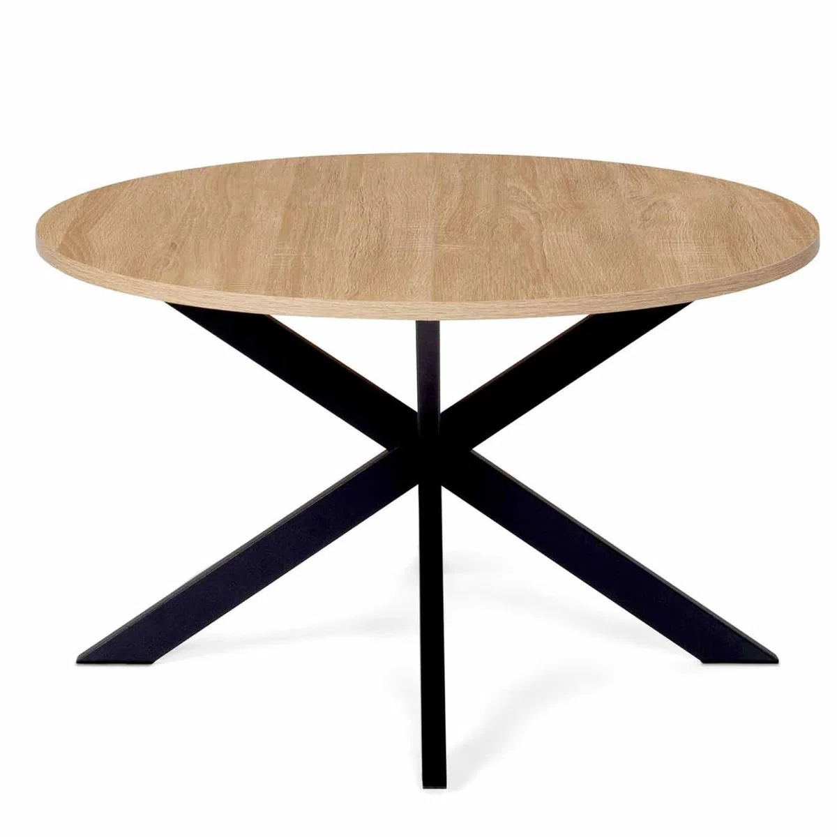 IDMarket – Mesa Baja Redonda Alix Pie araña 70 cm Madera y Negro