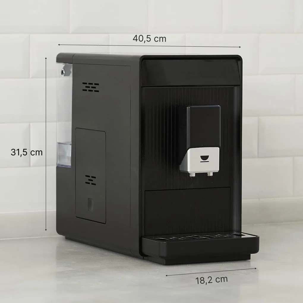 Incapto Aura Cafetera Superautomática | 19 Bares | Botón Doble Espresso | Cafetera de Grano Compacta y Diseño Elegante | Molinillo Regulable | Limpieza automática | Múltiples recetas (Negro)