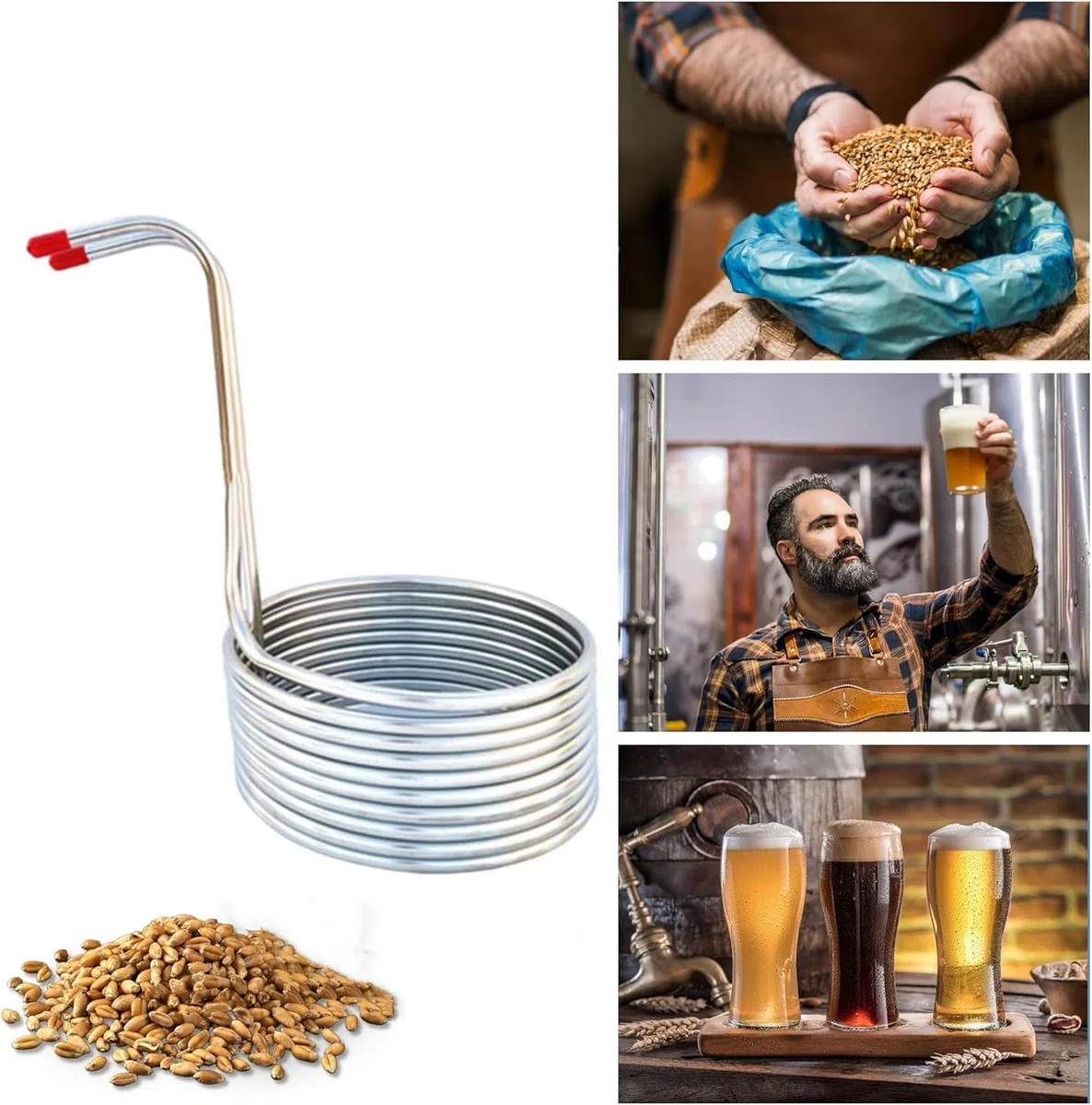 Enfriador de Mosto de Cerveza, Bobina de Acero Inoxidable de 8m (26.2 ft), Fácil de Limpiar, para Fabricación de Cerveza Artesanal