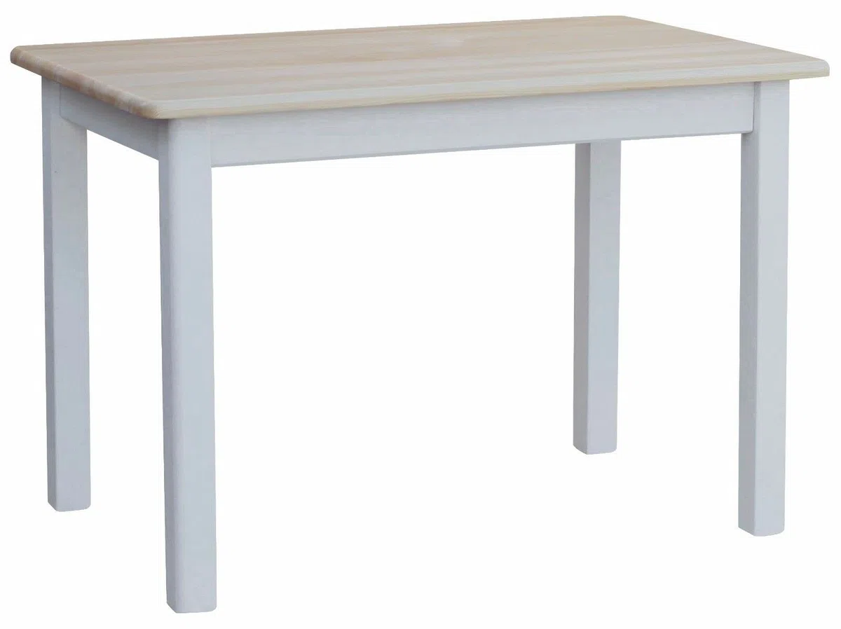 k koma - Mesa de comedor de madera maciza de pino, lacada, color: blanco/miel (60 x 100 cm)