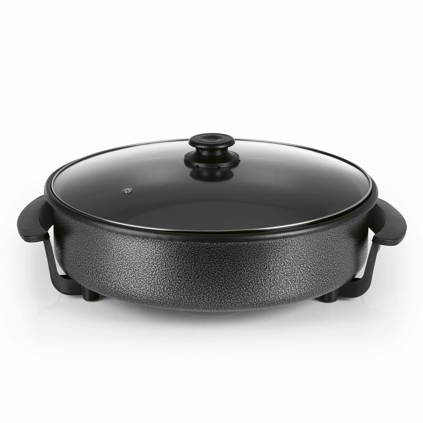 GOURMETmaxx Sartén eléctrica multifunción ⌀ 40cm | Con termostato, tapa de cristal y recubrimiento antiadherente | XXL - ideal como paellera, sartén para guisar y sartén wok | 1500W [acero inoxidable]