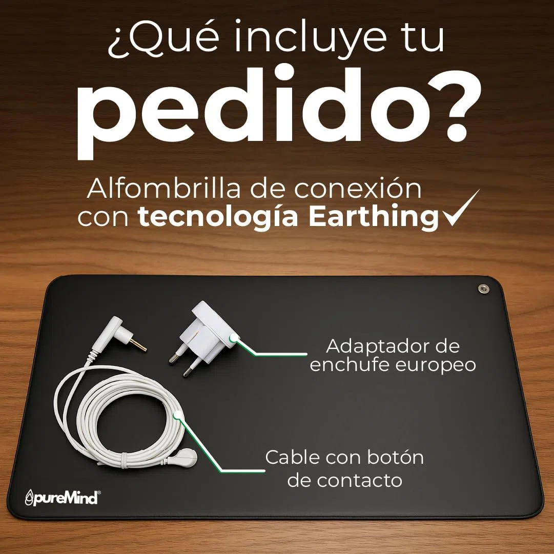 Alfombrilla Grounding 60x40 cm – Earthing Mat para Conexión a Tierra - Grounding Mat para Escritorio o Suelo - Alfombra Grounding Antiestrés + Descanso y Bienestar | Puremind