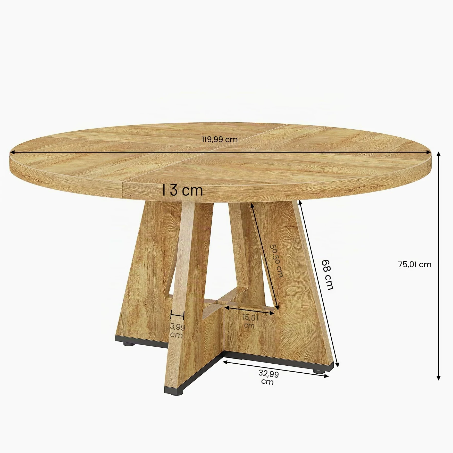 Tribesigns Mesa de comedor redonda de madera de 47 pulgadas, mesa de cocina para comedor, mesas de comedor de 47 pulgadas para 4 a 6 pulgadas, muebles decorativos de granja con mesa de madera y base