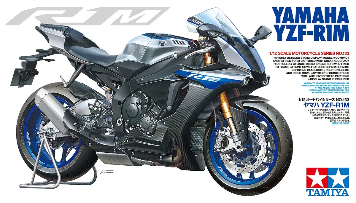 TAMIYA 14133-1:12 Yamaha YZF-R1M, Kit de construcción de Modelos de plástico, Pasatiempos, Manualidades, Pegado, Montaje, sin Pintar