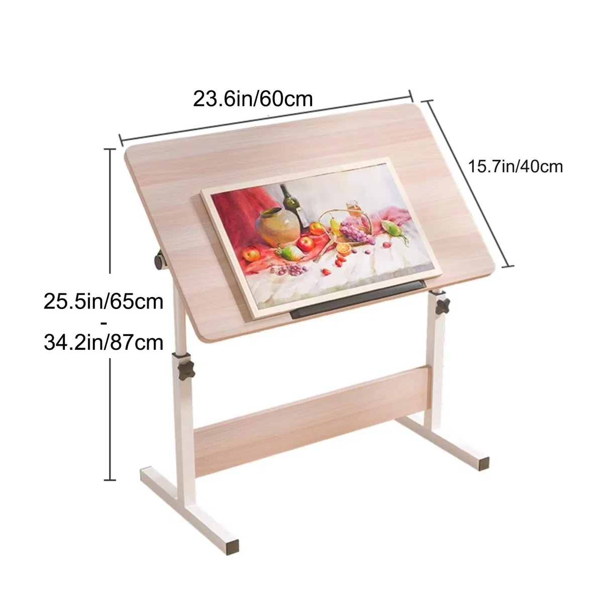 Mesa de Dibujo Plegable, Mesa de Dibujo Profesional Ajustable en Altura, Escritorio de Artista Portátil, Painting Station, para el Hogar, Oficina, Sofá(Size:23.6in/60cm(No Wheels))