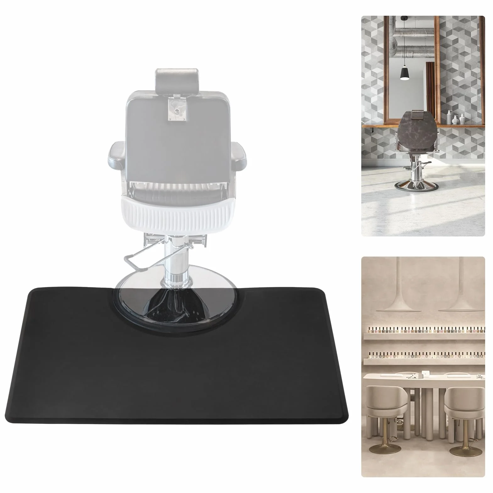 Alfombra de salón de 3 x 5 pies, antifatiga, para barbería, salón, barbería, estación de barbero, antideslizante, resistente al agua, talón resistente (cuadrada)