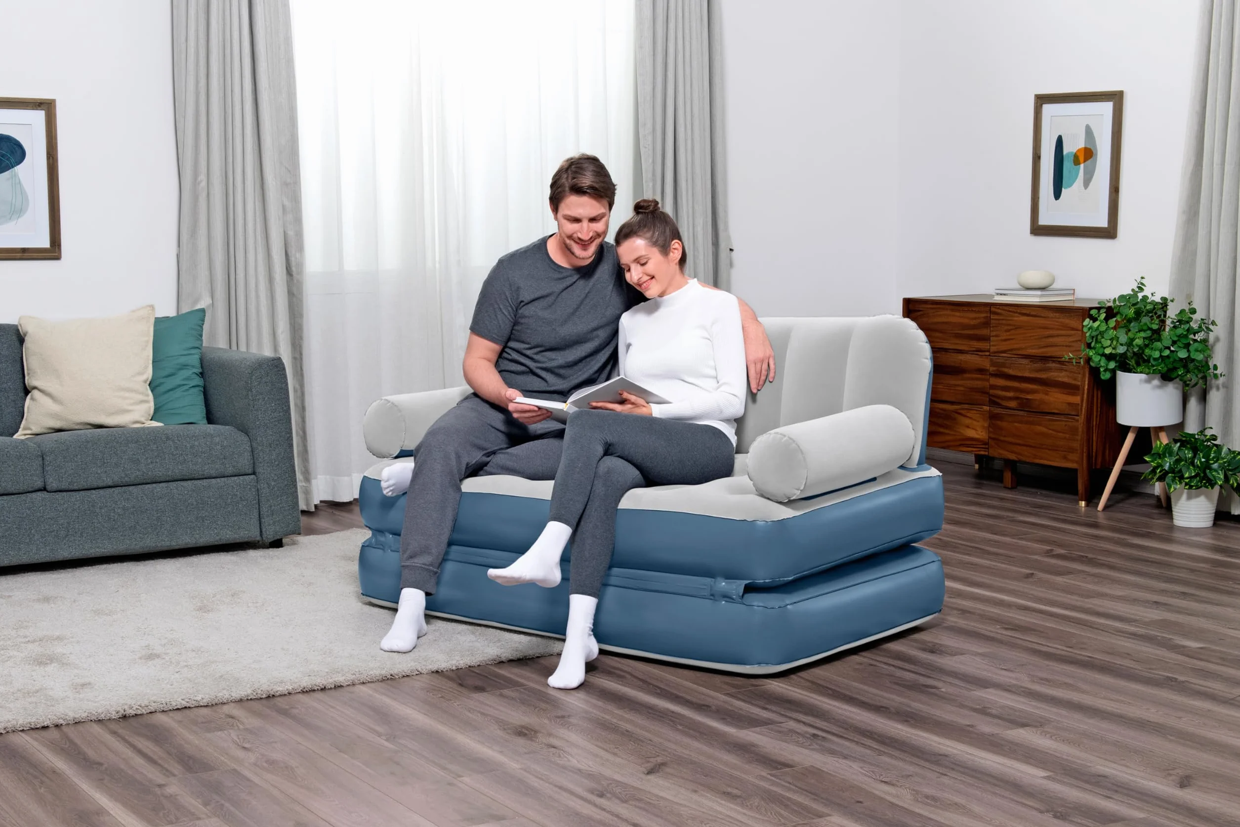 Bestway Multi-MAX 3 en 1 Sofá de Aire, con Bomba de CA incorporada, 74' x 60' x 25'/1.88 MX 1.52 MX 64 cm