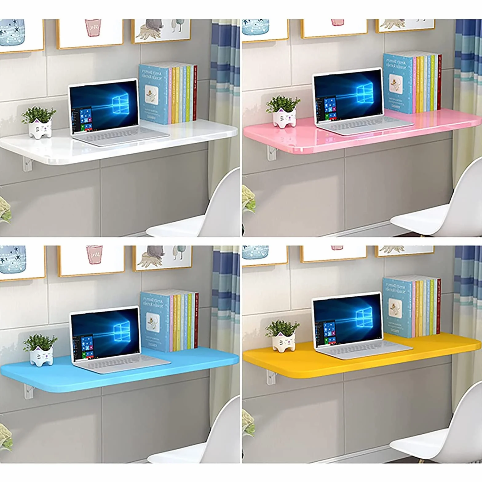 Mesa abatible de Pared - Escritorio Plegable para Comedor, hogar, Oficina y Cocina - Rojo, 100 x 40 cm